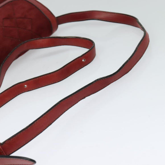 GUCCI Shoulder Bag Suede Vintage Red Gold Auth ep7843
