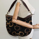 GUCCI Horsebit Shoulder Bag Canvas Black 153032 Auth ep7880-21