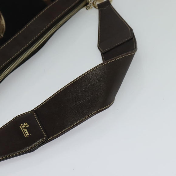 GUCCI Horsebit Shoulder Bag Canvas Black 153032 Auth ep7880