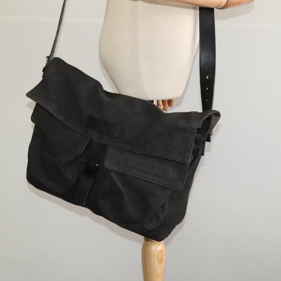 GUCCI GG Canvas Shoulder Bag Black 101651 Auth ep7882