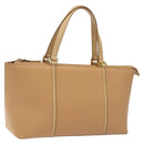BURBERRY Hand Bag Leather Beige Gold Auth ep7923-1