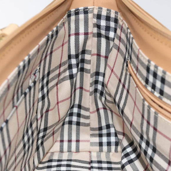 BURBERRY Hand Bag Leather Beige Gold Auth ep7923