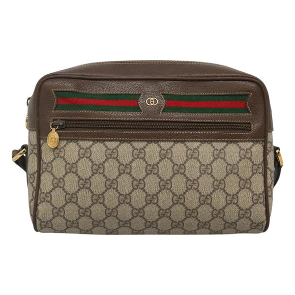GUCCI GG Supreme Web Sherry Line Bag PVC Beige 4023 001 56 6472 Auth ep7946