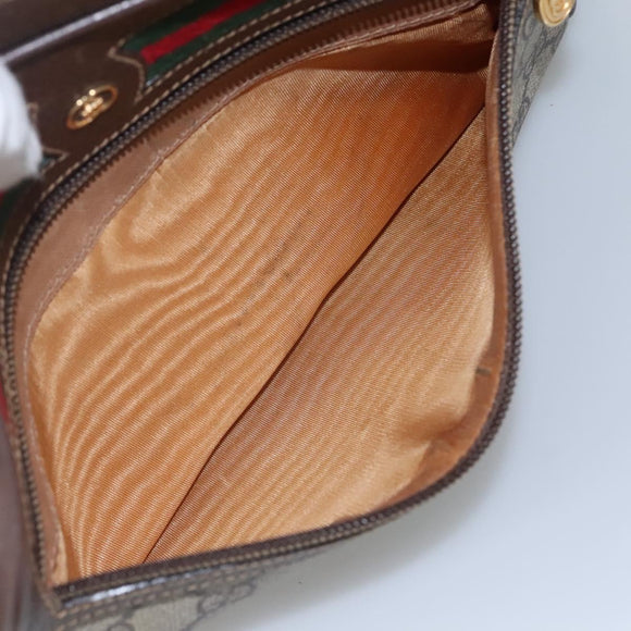 GUCCI GG Supreme Web Sherry Line Bag PVC Beige 4023 001 56 6472 Auth ep7946