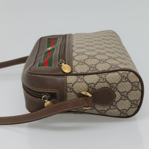 GUCCI GG Supreme Web Sherry Line Bag PVC Beige 4023 001 56 6472 Auth ep7946