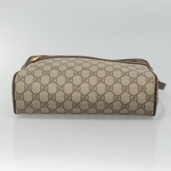 GUCCI GG Supreme Web Sherry Line Bag PVC Beige 4023 001 56 6472 Auth ep7946