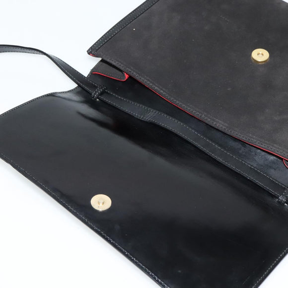 CELINE Shoulder Bag Suede Black Gold Auth ep7948