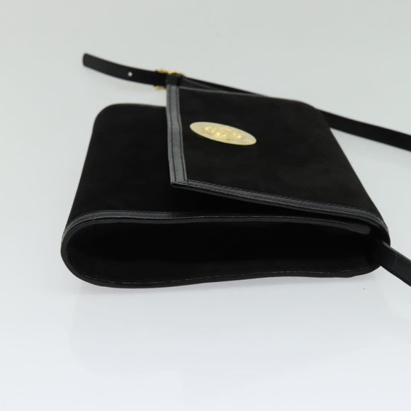 CELINE Shoulder Bag Suede Black Gold Auth ep7948