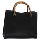 GUCCI Bamboo Hand Bag Leather Black Gold 002 1095 0260 Auth ep7975-1
