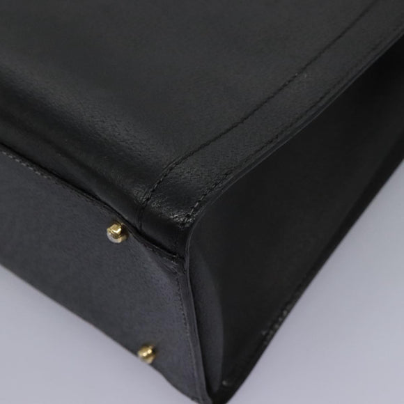 GUCCI Bamboo Hand Bag Leather Black Gold 002 1095 0260 Auth ep7975