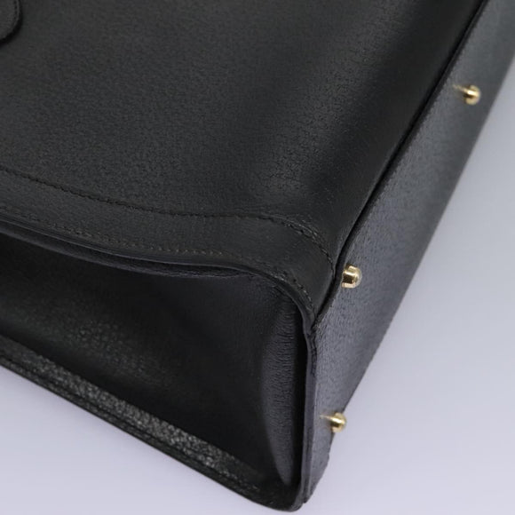 GUCCI Bamboo Hand Bag Leather Black Gold 002 1095 0260 Auth ep7975