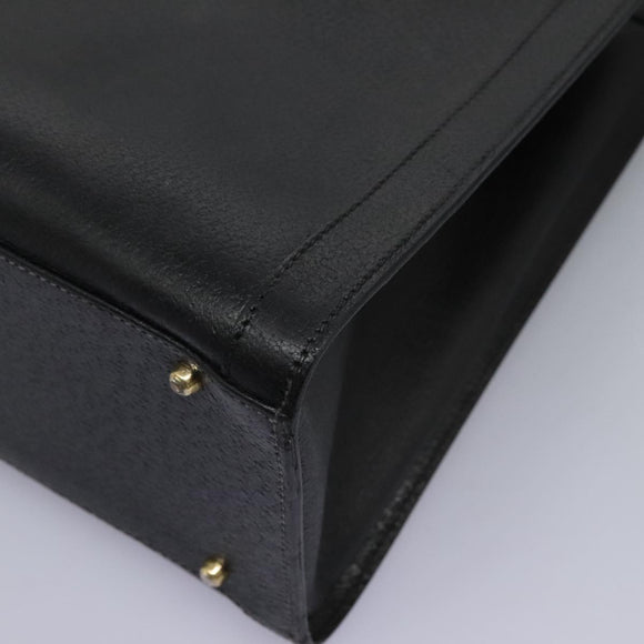 GUCCI Bamboo Hand Bag Leather Black Gold 002 1095 0260 Auth ep7975