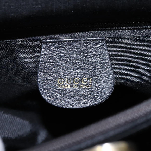 GUCCI Bamboo Hand Bag Leather Black Gold 002 1095 0260 Auth ep7975