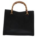GUCCI Bamboo Hand Bag Leather Black Gold 002 1095 0260 Auth ep7975-2
