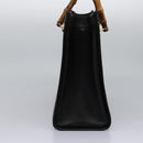 GUCCI Bamboo Hand Bag Leather Black Gold 002 1095 0260 Auth ep7975-3