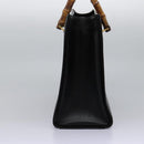 GUCCI Bamboo Hand Bag Leather Black Gold 002 1095 0260 Auth ep7975-4