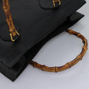 GUCCI Bamboo Hand Bag Leather Black Gold 002 1095 0260 Auth ep7975-6