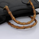 GUCCI Bamboo Hand Bag Leather Black Gold 002 1095 0260 Auth ep7975-7