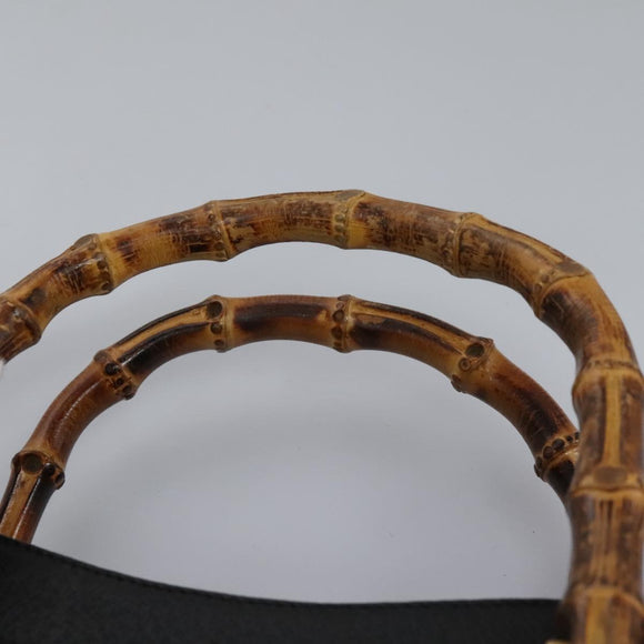 GUCCI Bamboo Hand Bag Leather Black Gold 002 1095 0260 Auth ep7975