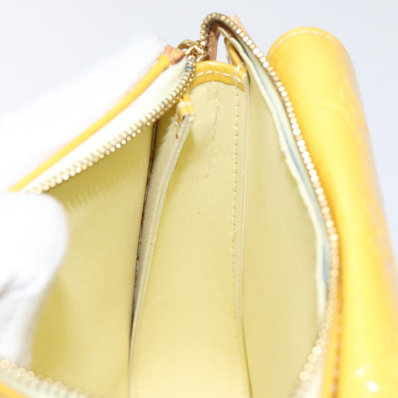 LOUIS VUITTON Monogram Vernis Motto Pouch Lime Yellow M91059 LV Auth ep7977