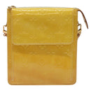 LOUIS VUITTON Monogram Vernis Motto Pouch Lime Yellow M91059 LV Auth ep7977-13