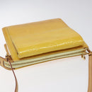 LOUIS VUITTON Monogram Vernis Motto Pouch Lime Yellow M91059 LV Auth ep7977-6