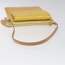 LOUIS VUITTON Monogram Vernis Motto Pouch Lime Yellow M91059 LV Auth ep7977-7