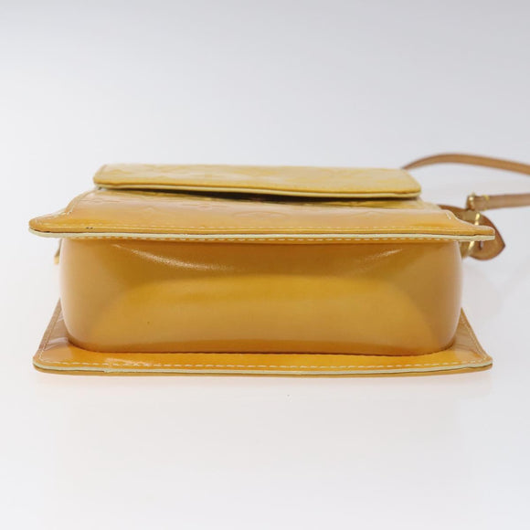 LOUIS VUITTON Monogram Vernis Motto Pouch Lime Yellow M91059 LV Auth ep7977