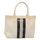 GUCCI Sherry Line Hand Bag Canvas White Black Auth ep7988-1
