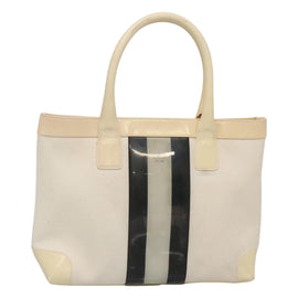 GUCCI Sherry Line Hand Bag Canvas White Black Auth ep7988