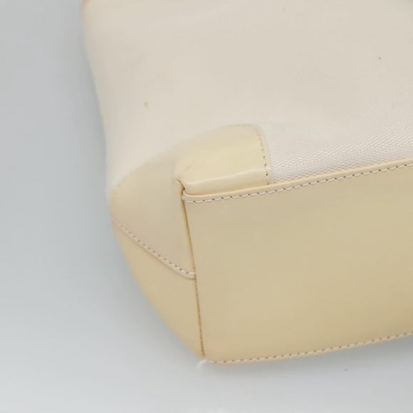 GUCCI Sherry Line Hand Bag Canvas White Black Auth ep7988