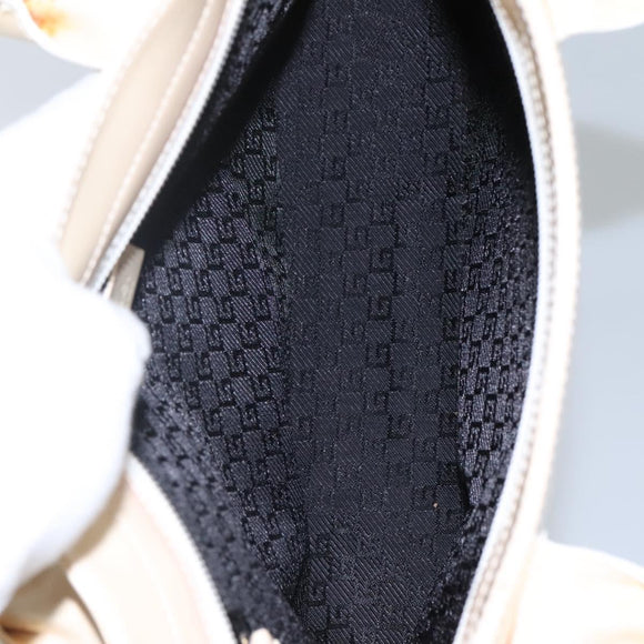 GUCCI Sherry Line Hand Bag Canvas White Black Auth ep7988