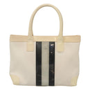GUCCI Sherry Line Hand Bag Canvas White Black Auth ep7988-2