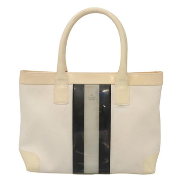 GUCCI Sherry Line Hand Bag Canvas White Black Auth ep7988 - 0
