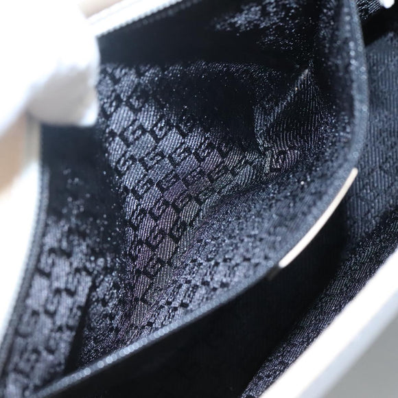 GUCCI Sherry Line Hand Bag Canvas White Black Auth ep7988