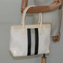 GUCCI Sherry Line Hand Bag Canvas White Black Auth ep7988-22