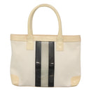 GUCCI Sherry Line Hand Bag Canvas White Black Auth ep7988-3
