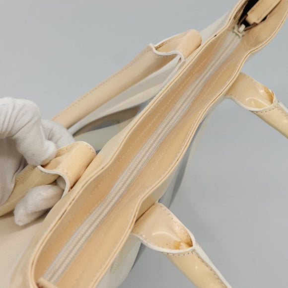 GUCCI Sherry Line Hand Bag Canvas White Black Auth ep7988