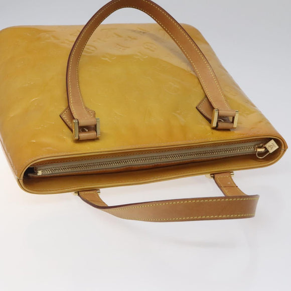 LOUIS VUITTON Monogram Vernis Houston Hand Bag Beige M91004 LV Auth ep7999