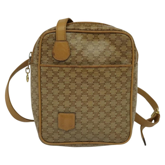 CELINE Macadam Canvas Shoulder Bag PVC Beige Gold Auth ep8051