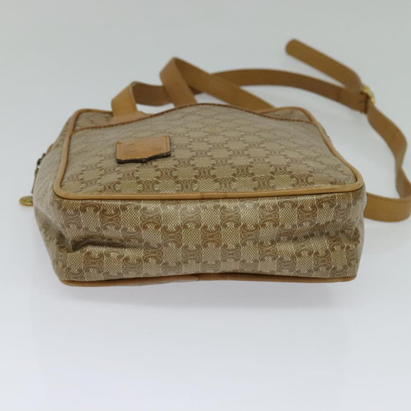 CELINE Macadam Canvas Shoulder Bag PVC Beige Gold Auth ep8051
