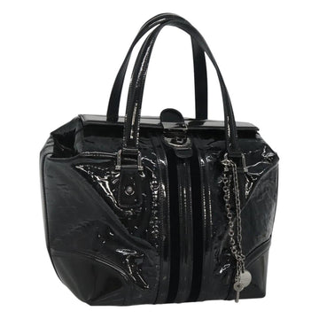 GUCCI Horsebit Hand Bag Enamel Navy 146002 Auth ep8079