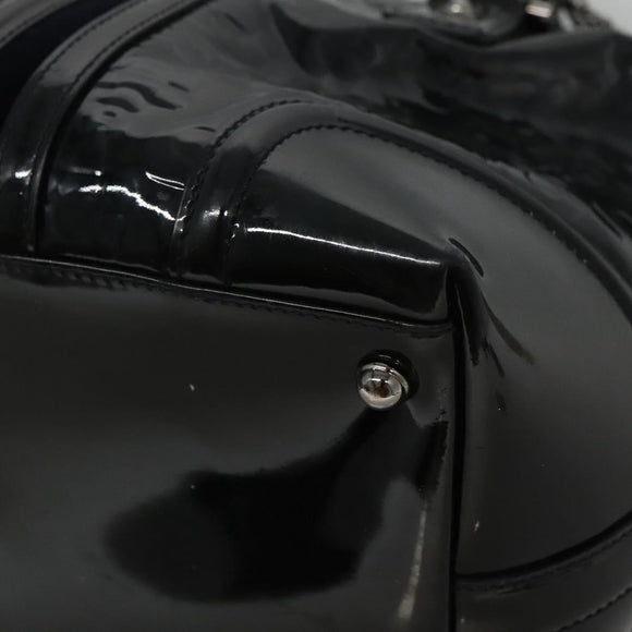 GUCCI Horsebit Hand Bag Enamel Navy 146002 Auth ep8079