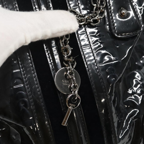 GUCCI Horsebit Hand Bag Enamel Navy 146002 Auth ep8079