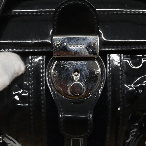 GUCCI Horsebit Hand Bag Enamel Navy 146002 Auth ep8079