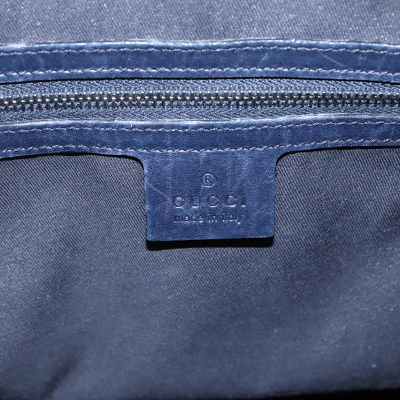 GUCCI Horsebit Hand Bag Enamel Navy 146002 Auth ep8079