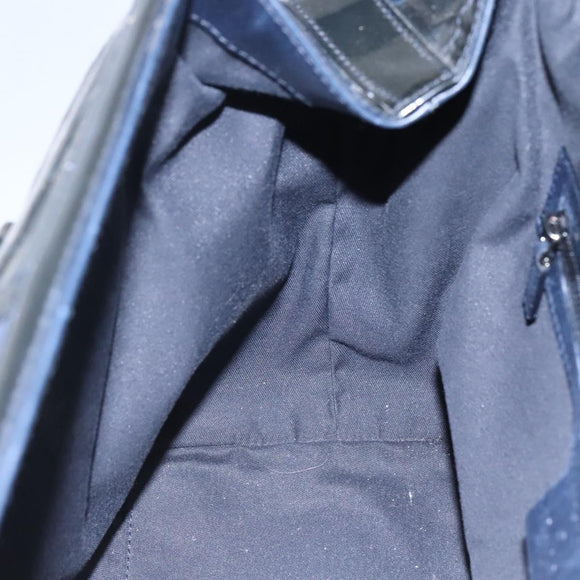 GUCCI Horsebit Hand Bag Enamel Navy 146002 Auth ep8079