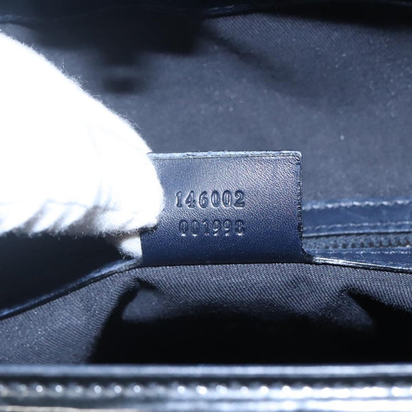 GUCCI Horsebit Hand Bag Enamel Navy 146002 Auth ep8079