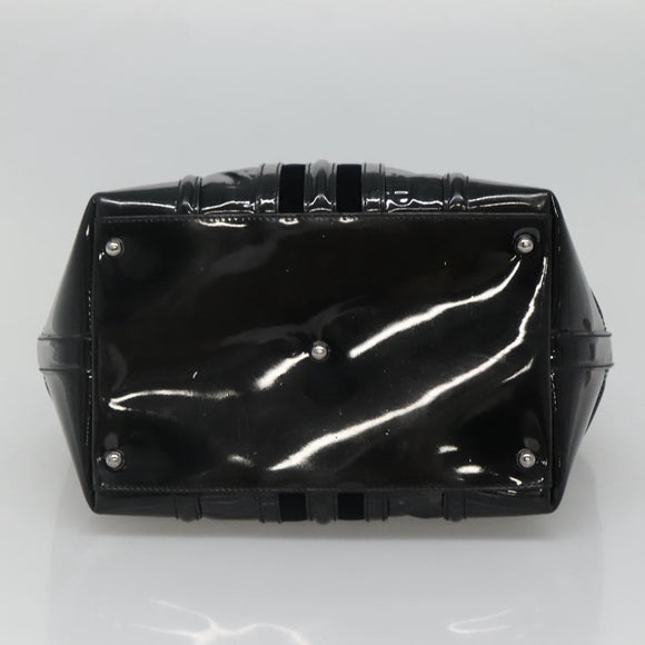 GUCCI Horsebit Hand Bag Enamel Navy 146002 Auth ep8079