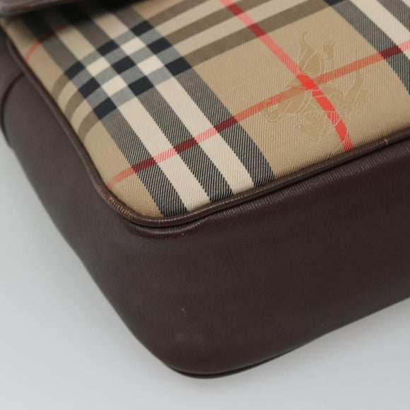 Burberrys Nova Check Shoulder Bag Canvas Beige Gold Auth ep8091